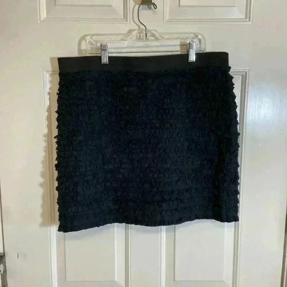 Michael Kors Women's Multi-Tiered Ruffled Mini Skirt 12 Black Cotton‎ Going Out - Picture 1 of 5